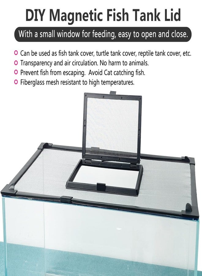 Maguesh Magnetic Fish Tank Cover with Feeding Window Dark Grey Frame Grey Fiberglass Mesh, DIY Magnetic Fish Tank Lid 39"x19"(100x50CM), Preventing Fish from Jumping Out The Size can be Adjusted Smaller - Image 3